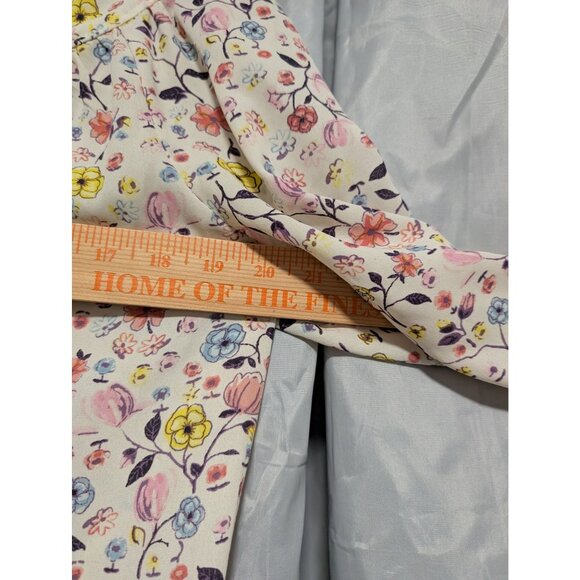 Lex & Madison Womens Medium Floral Peasant Blouse Cottagecore Tassel Tie Boho - Picture 4 of 6